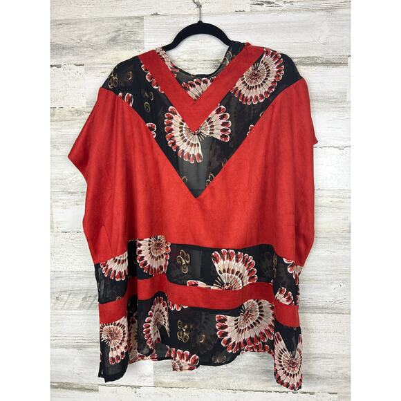 Chico's women's s/m Paprika Faux Suede black Chiffon Open front Ruana Kimono - Picture 4 of 8